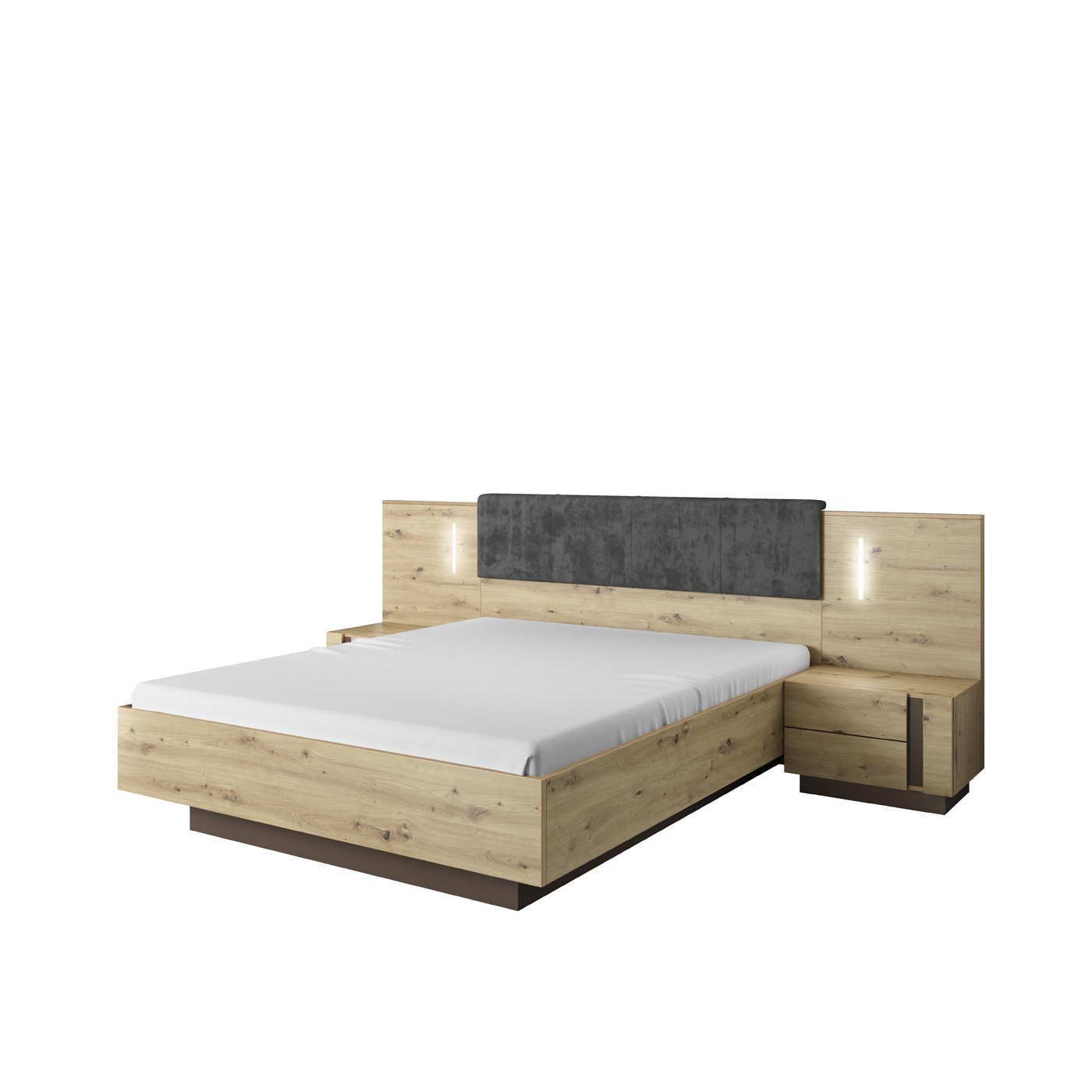 Łóżko + szafki nocne Arco N+O dąb artisan