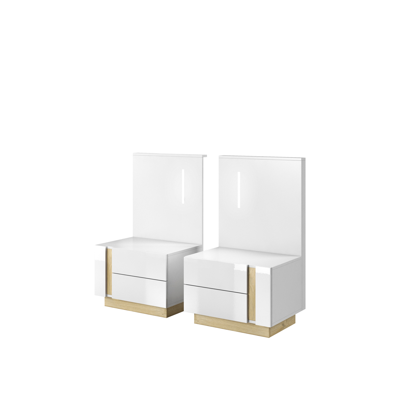 Szafki nocne komplet z oświetleniem Arco O biały połysk
