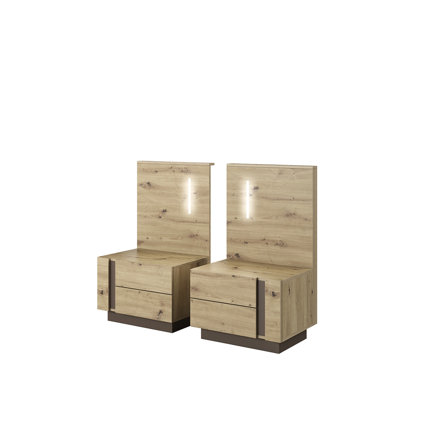 Szafki nocne komplet z oświetleniem Arco O dąb artisan