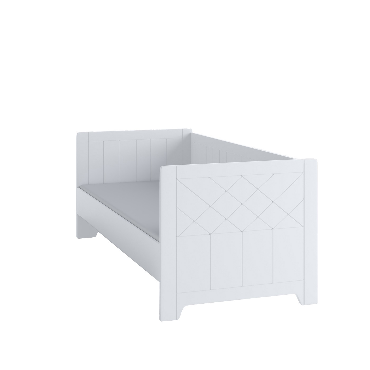 łóżko 90x200 z bokami Classic 09 eleganckie dla dziewczynki 90 białe