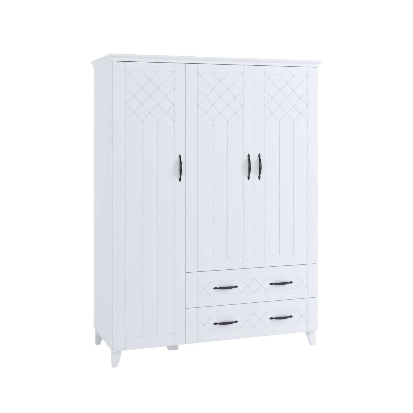 szafa 140 z szufladami półkami Classic 02 na nóżkach biała