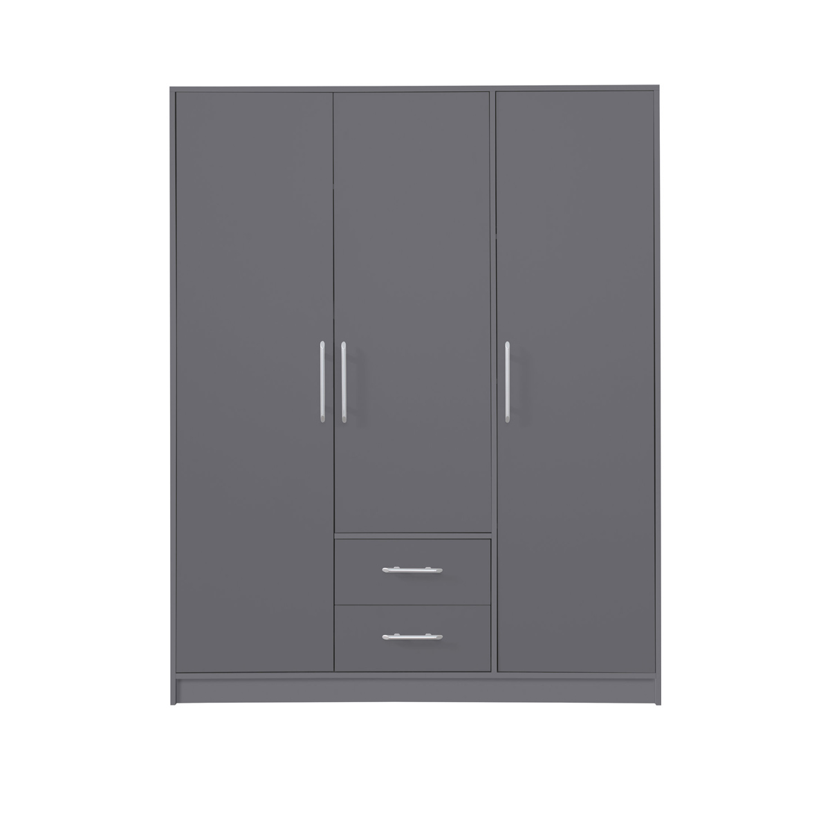 szafa 150 trzydrzwiowa z szufladami półkami Smart SR2 garderoba szara