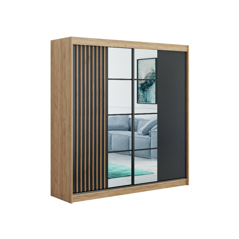 szafa 203 z lustrem lamelami Rocco nowoczesna pojemna przesuwna