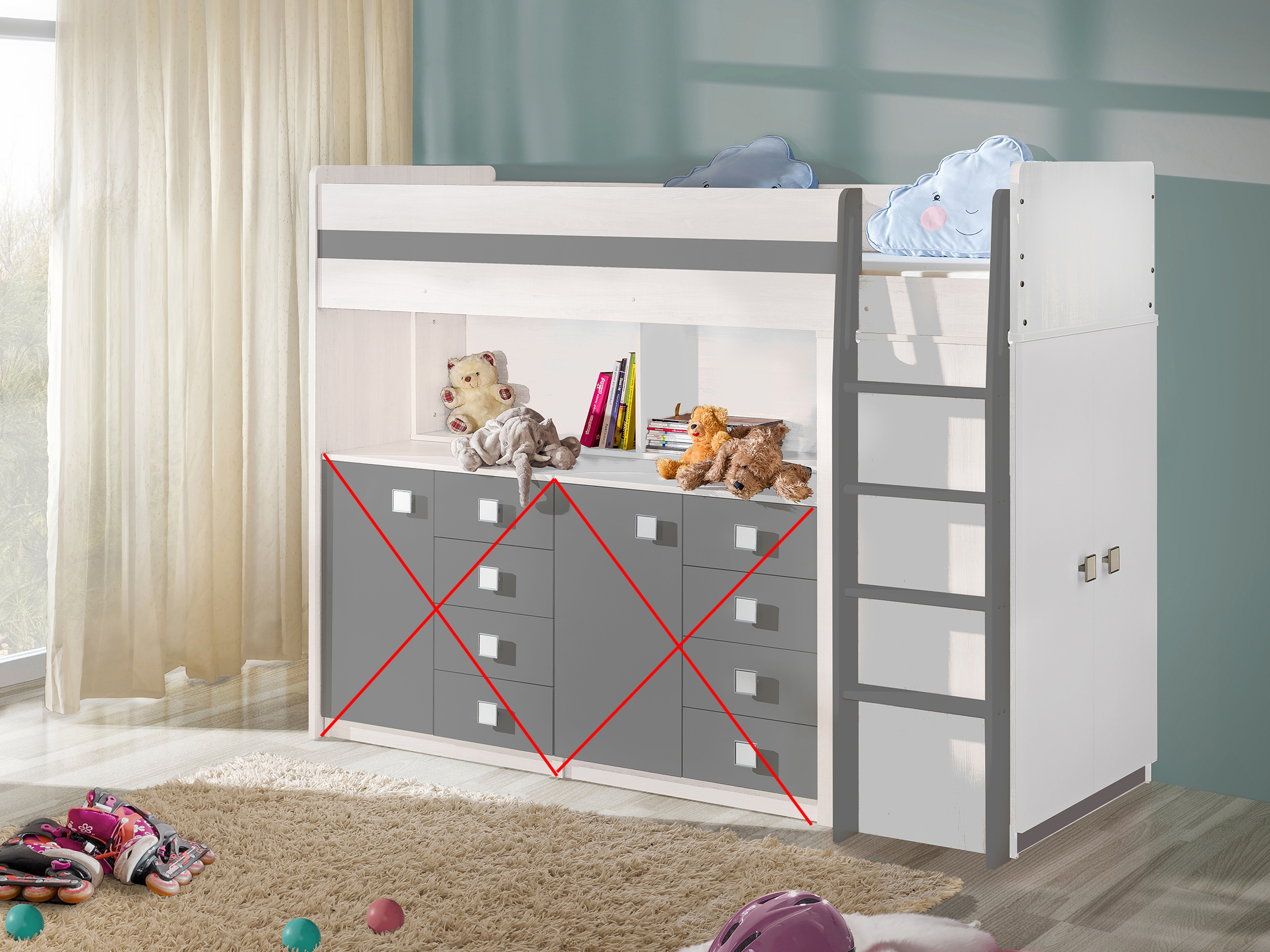 Łóżko piętrowe Uno biel