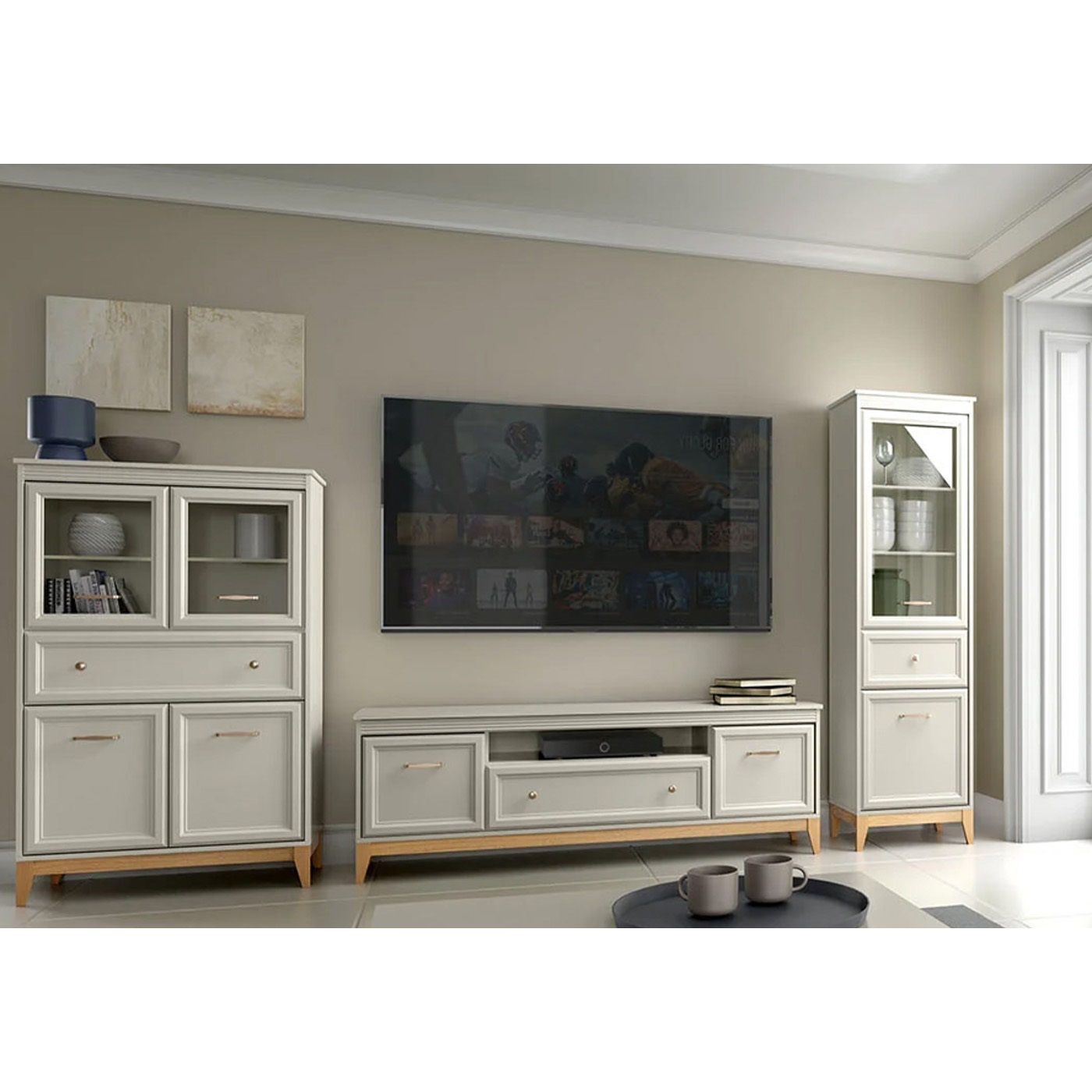 zestaw meblościanka Windsor 2 stylowa szafka rtv witryna do pokoju