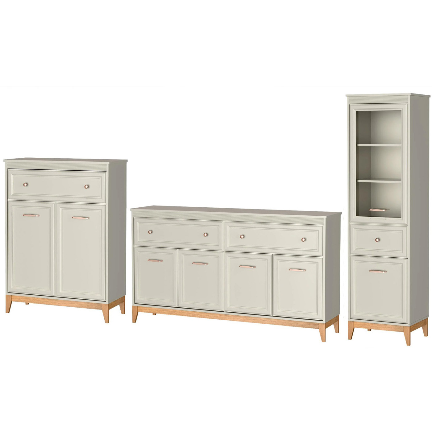 zestaw mebli na nóżkach Windsor B komoda witryna meblościanka