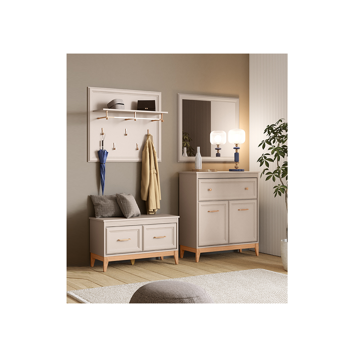 zestaw mebli eleganckich Windsor F szafka wieszak lustro do korytarza