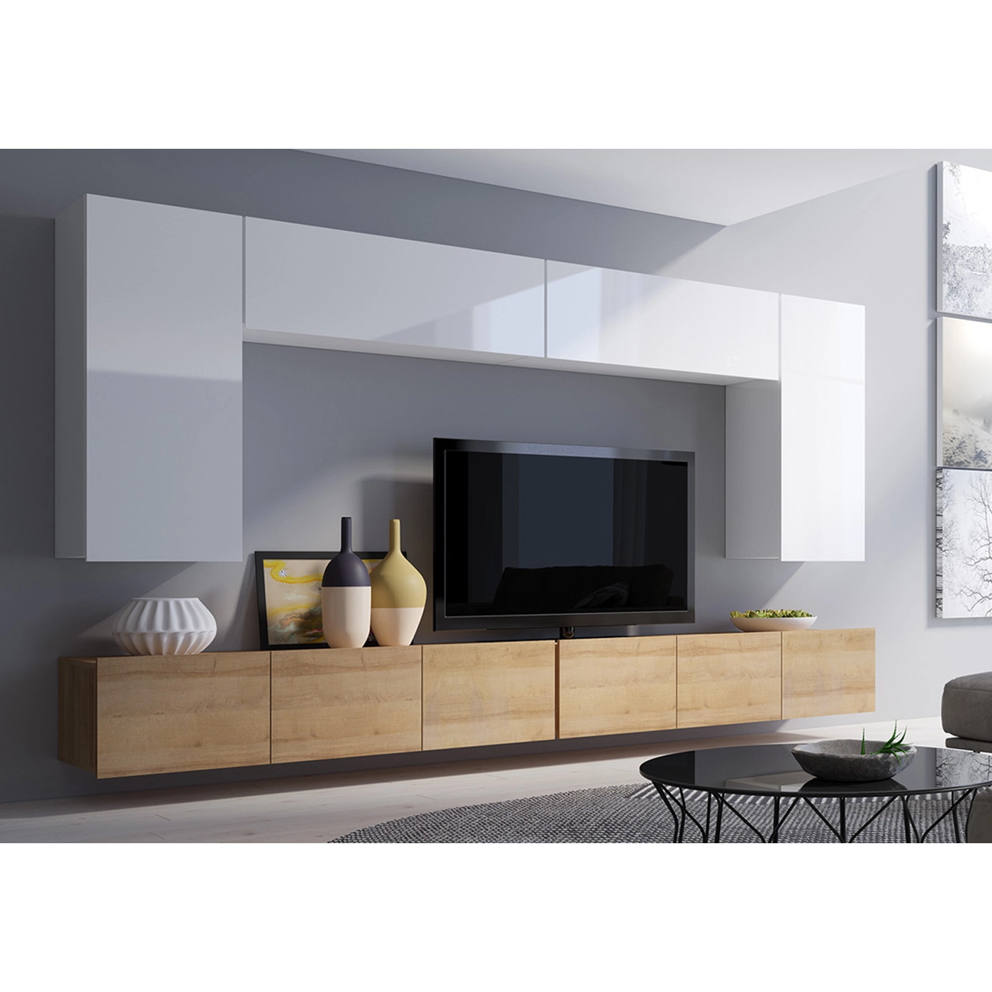 zestaw wiszący Calabrini 14 rtv meblościanka nowoczesna do salonu