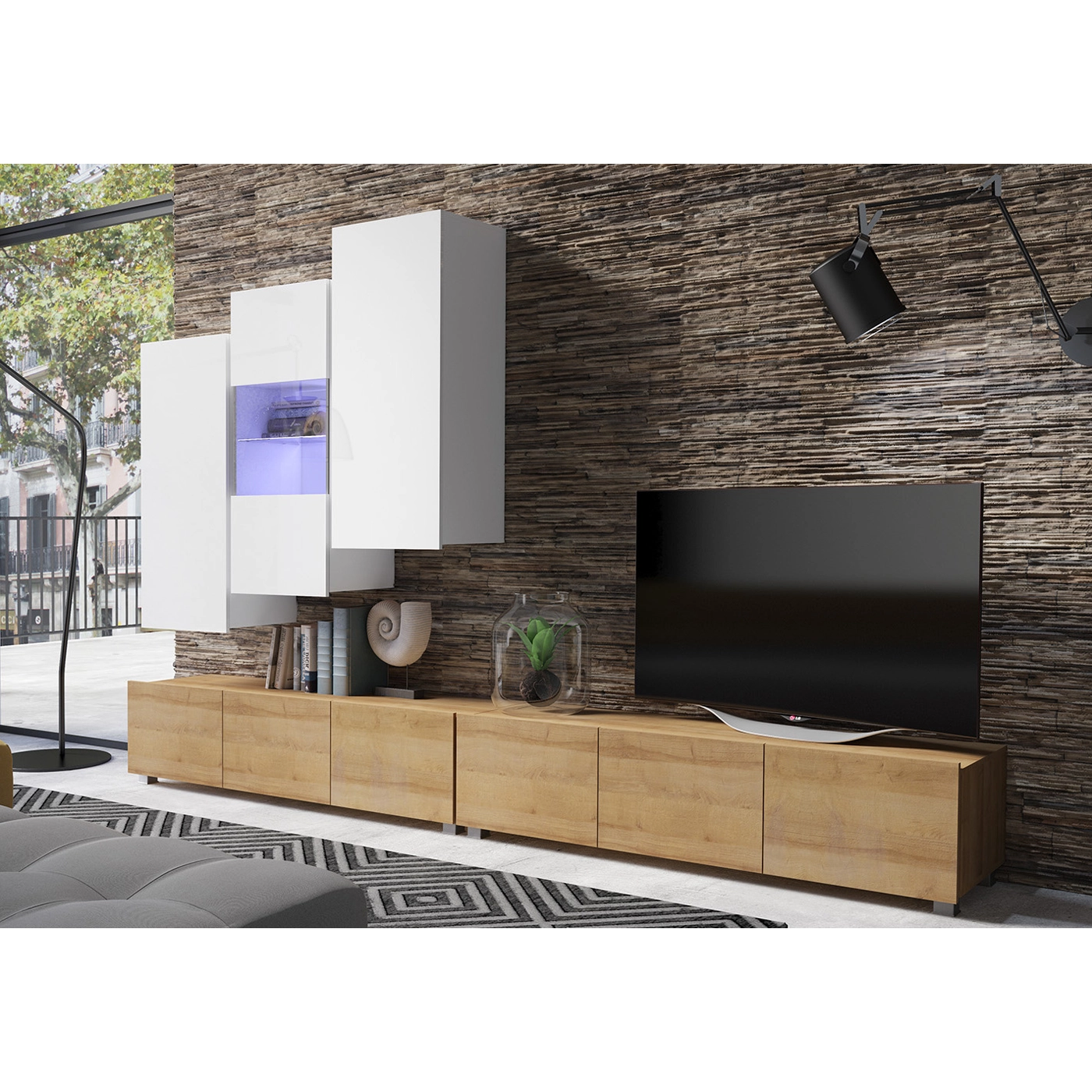 zestaw nowoczesny Calabrini 18 wisząca stojąca rtv meblościanka