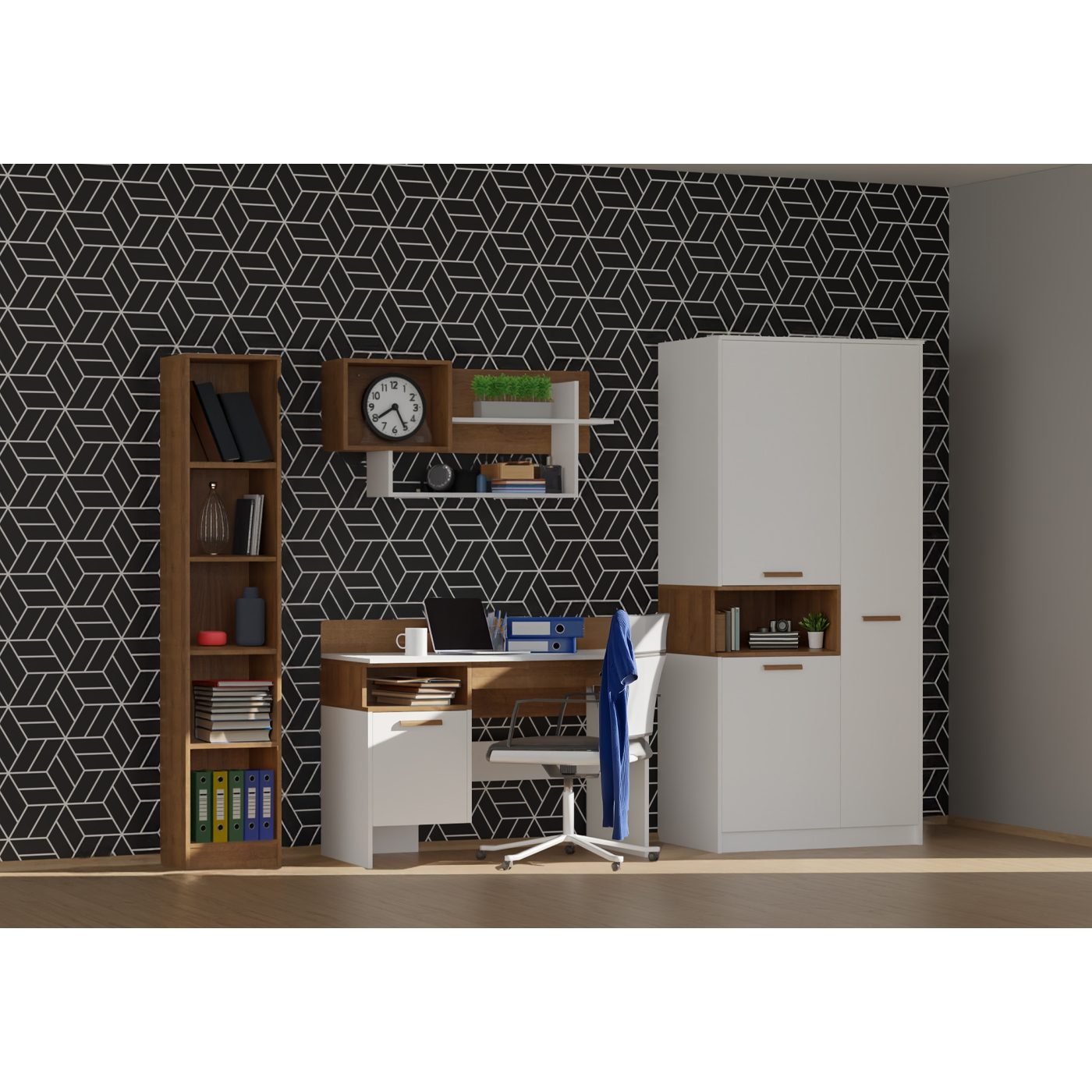 zestaw dla ucznia dzieci Grant F młodzieżowe biurko regał półka szafa