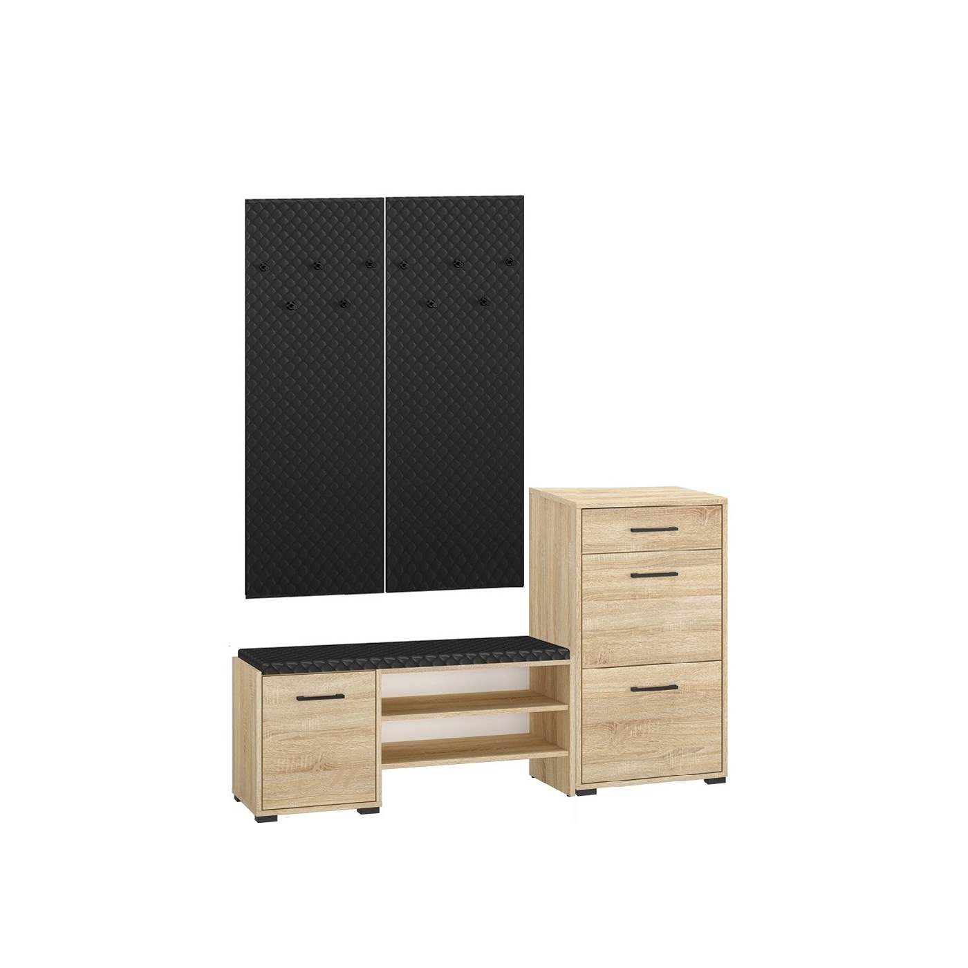 Zestaw garderoba Caro M szafka z siedziskiem na buty komoda wieszak