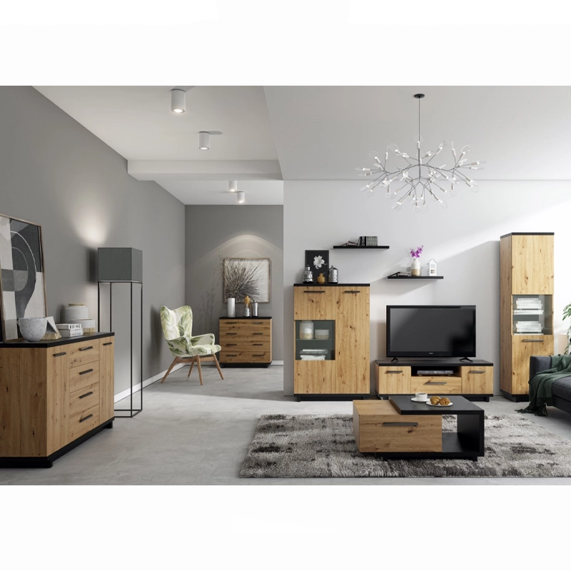 zestaw duży Ines 14 witryna szafka rtv komoda ława do salonu pokoju