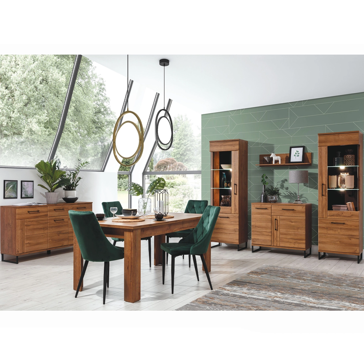 zestaw mebli pokojowych Ivo 1 komoda witryna stół komplet do salonu