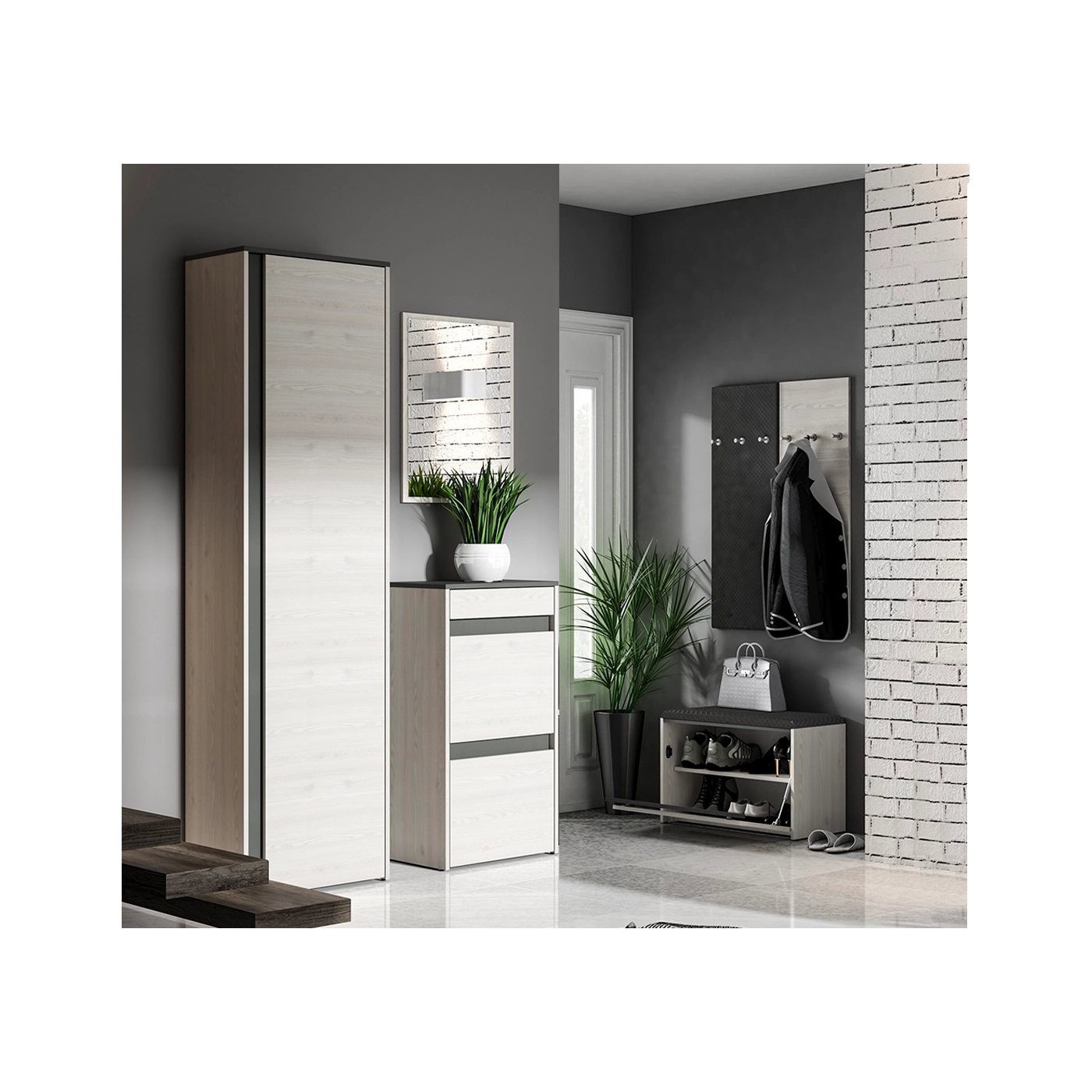 zestaw garderoba Hyga 2 lustro szafka komoda szafa do przedpokoju