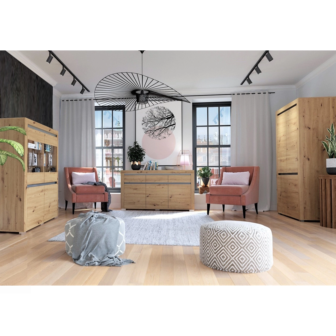 zestaw mebli nowoczesnych Arizona 9 komoda witryna szafa do pokoju