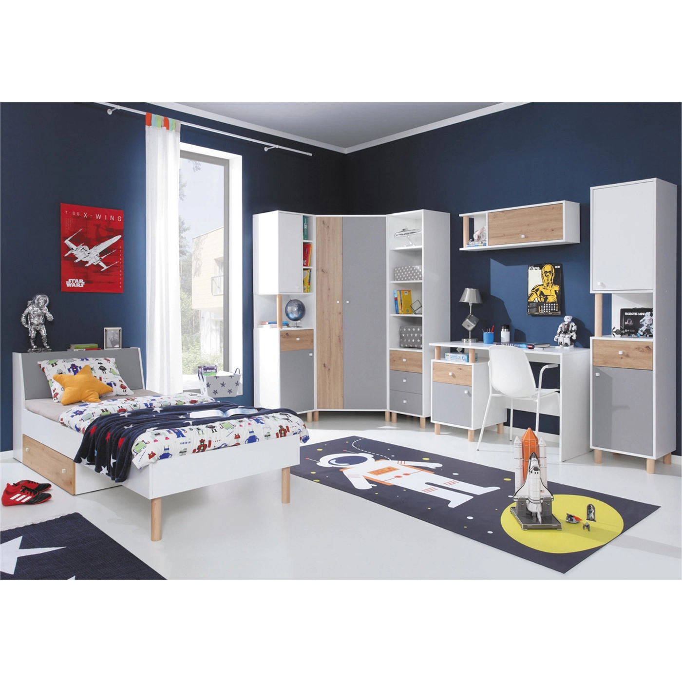 zestaw mebli młodzieżowych dzieci Faro B biurko łóżko narożna szafa