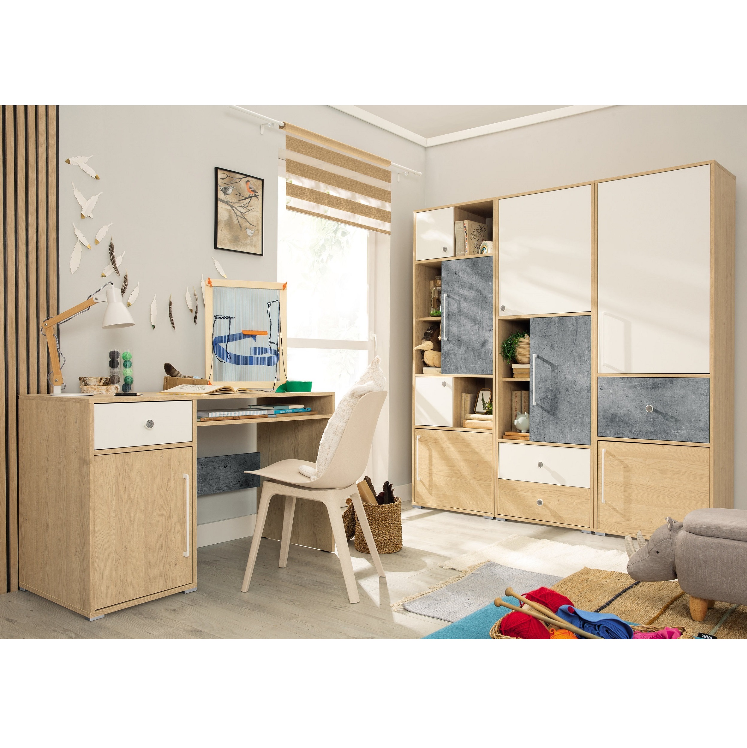 zestaw mebli młodzieżowych dla dzieci ucznia Step 1 komplet z biurkiem