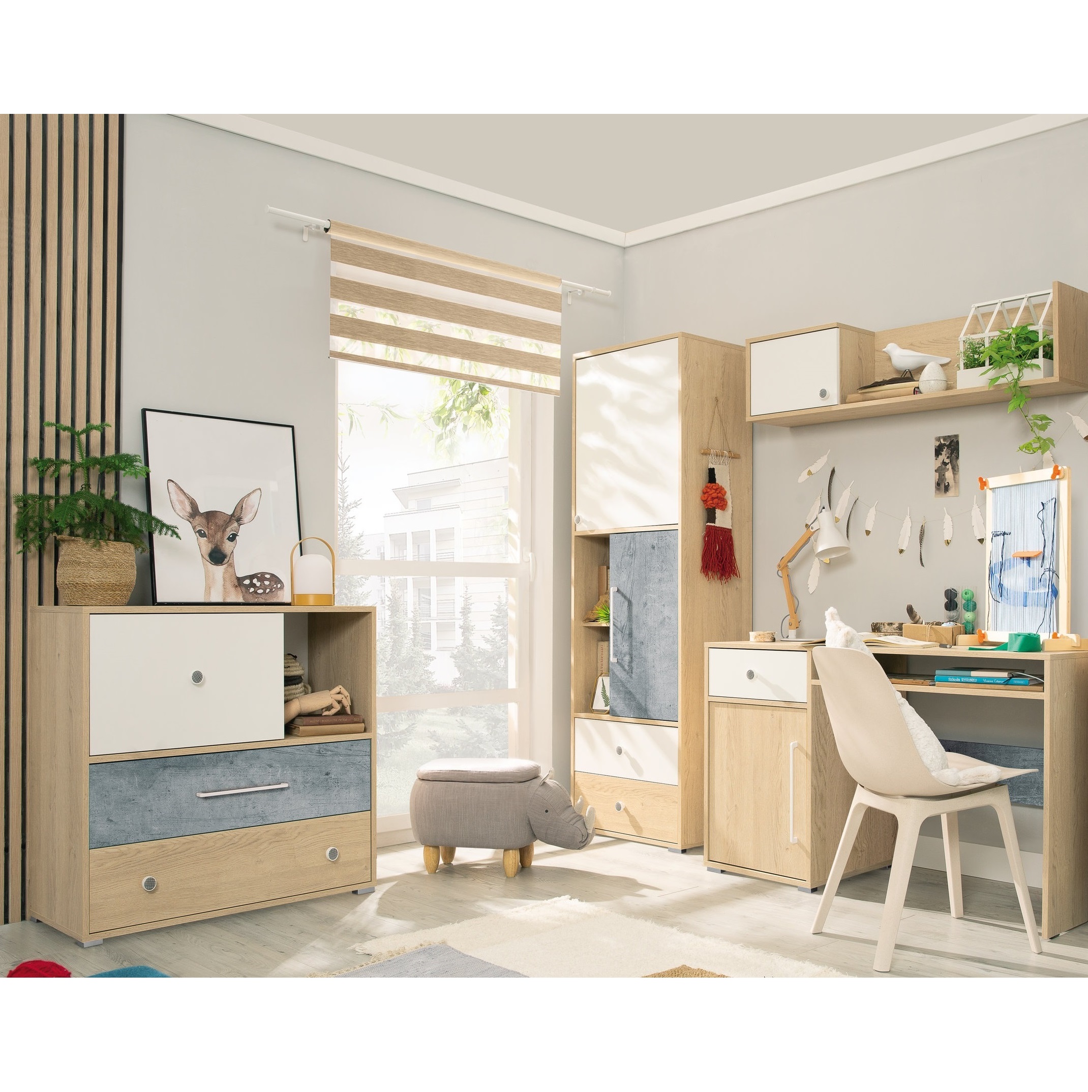 zestaw młodzieżowy dzieci ucznia Step D biurko komoda regał półka