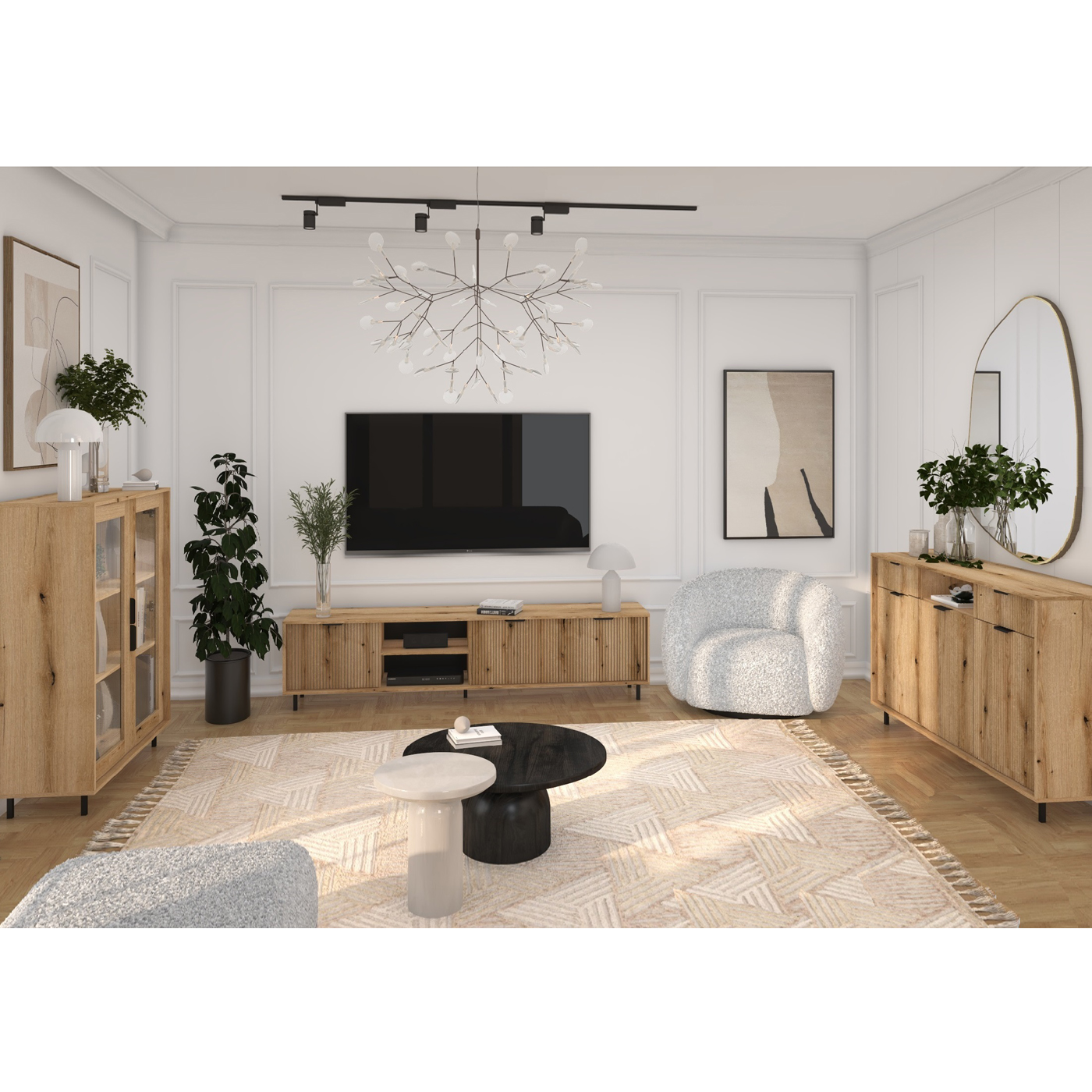 zestaw mebli nowoczesnych Anne 1 witryna komoda rtv do pokoju salonu