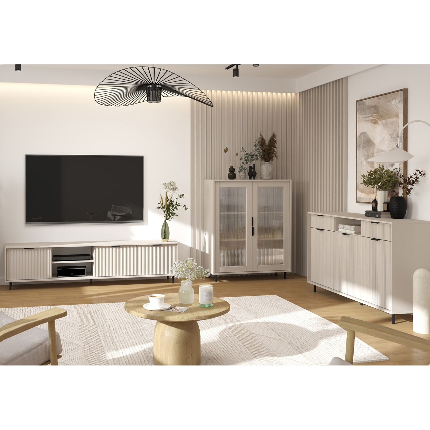 zestaw Anne 1 komoda rtv witryna do pokoju telewizyjnego salonu