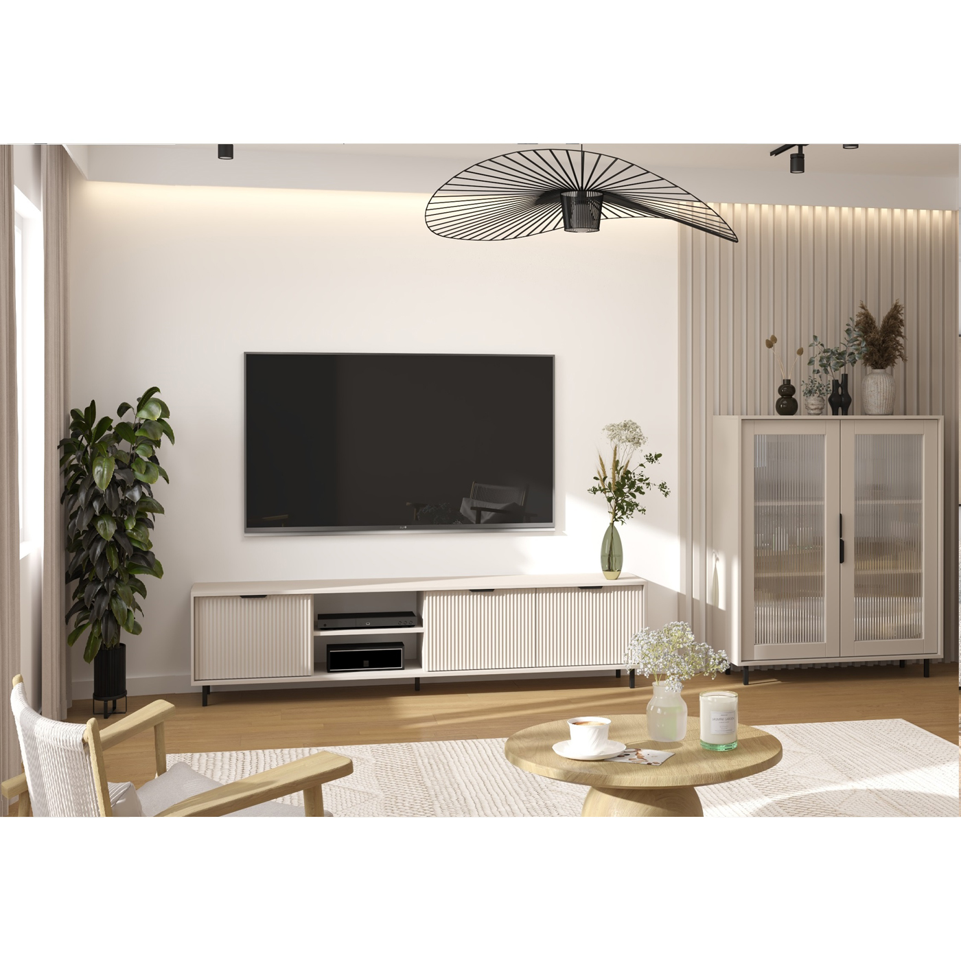 zestaw mały nowoczesny Anne 2 szafka rtv witryna do pokoju salonu