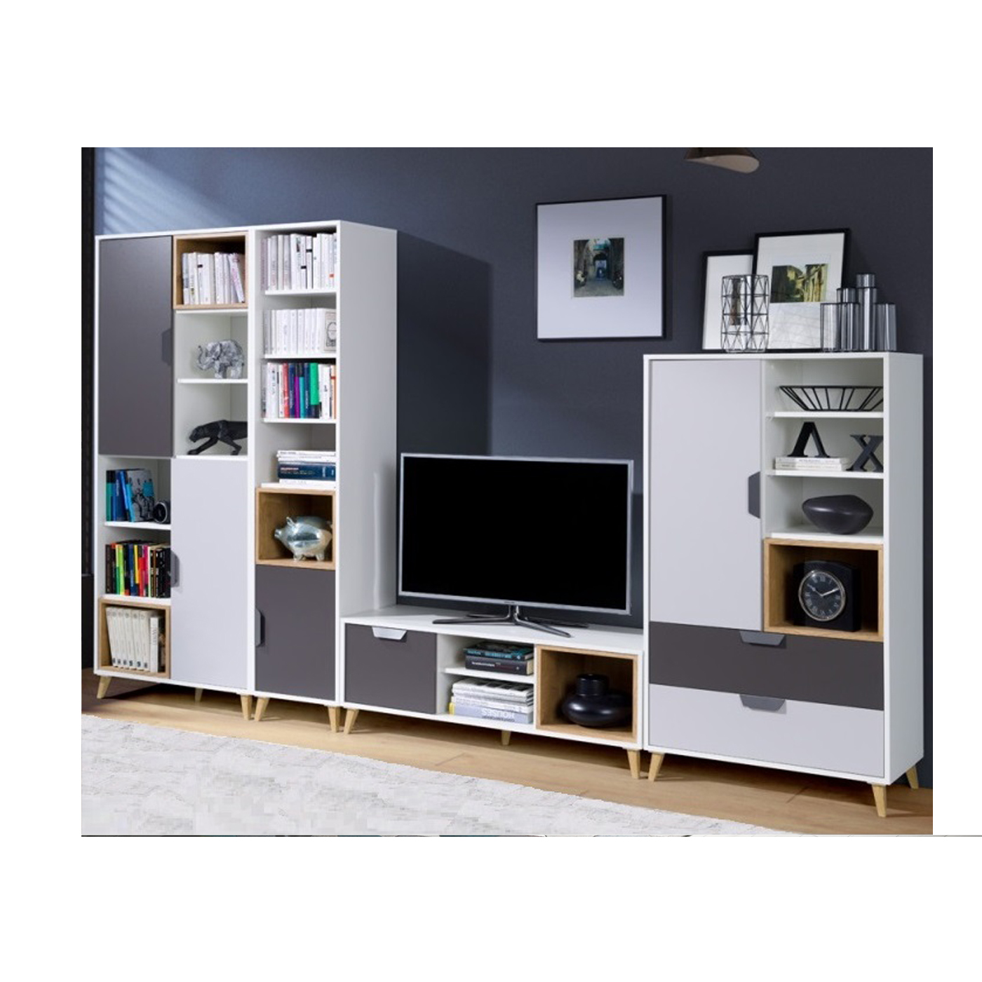 zestaw mebli na nóżkach Joker 2 meblościanka rtv komplet do pokoju