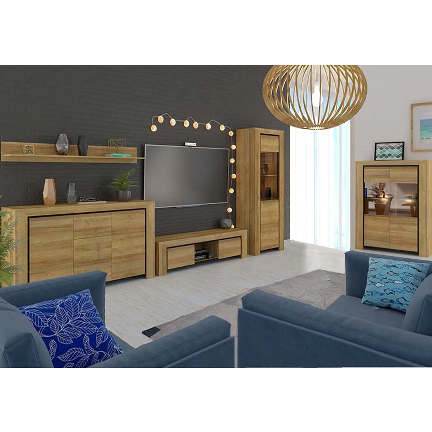 zestaw mebli Sirocco 2 komoda rtv witryna komplet do salonu pokoju