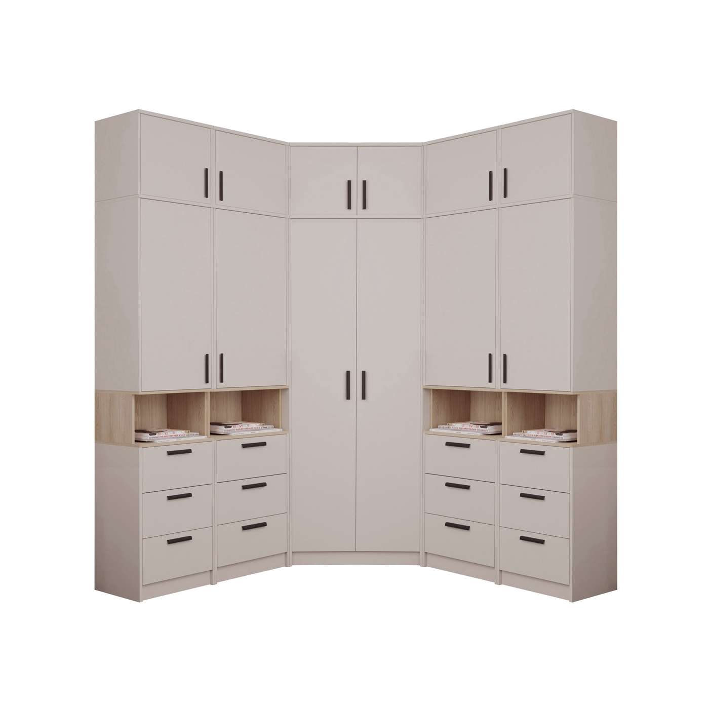 zestaw szafa narożna z nadstawką regałem Grant 33 rogowa wysoka