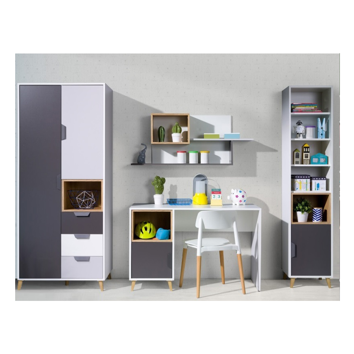 zestaw meblościanka Joker 4 z biurkiem szafa regał komplet ucznia