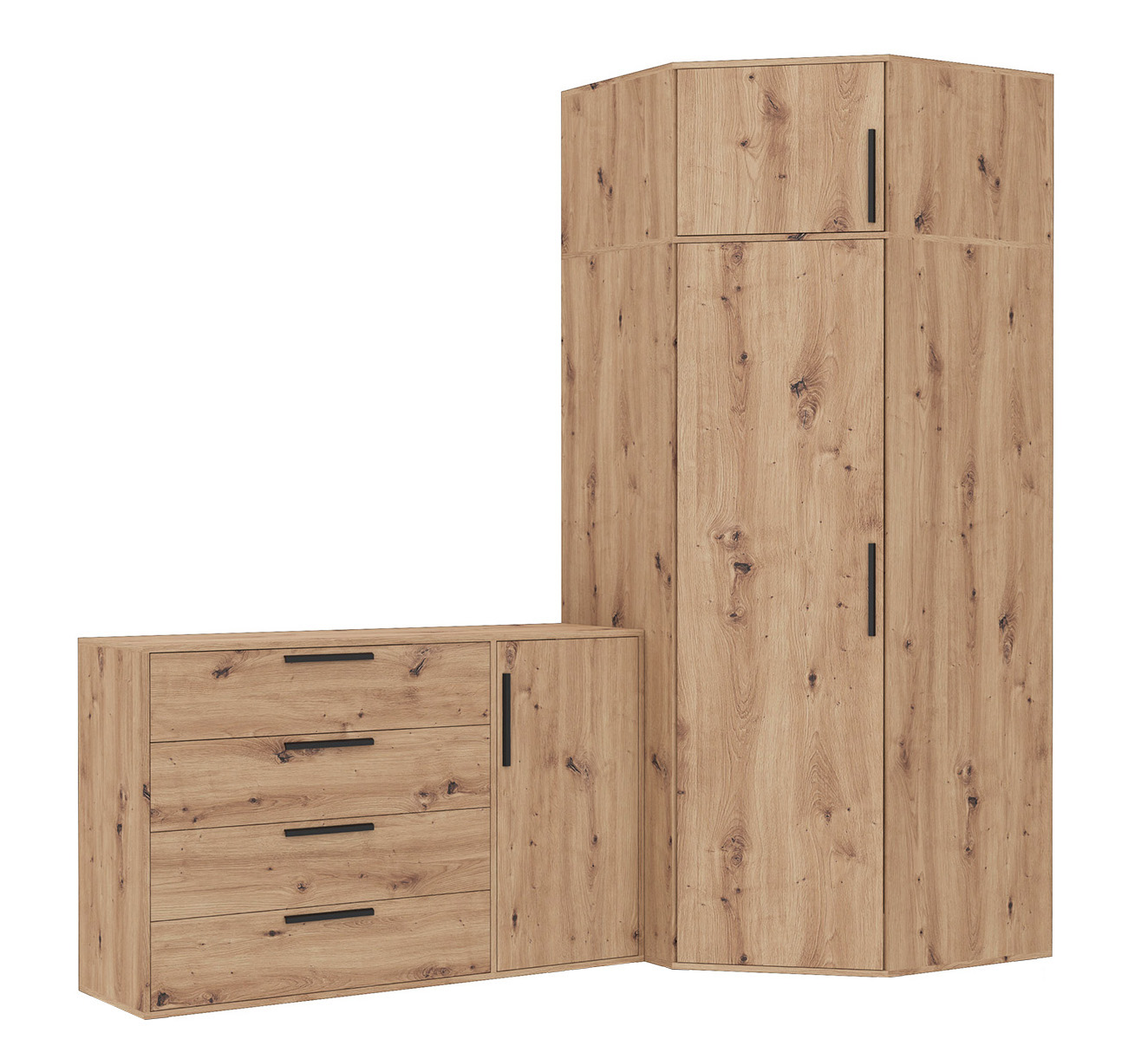 Zestaw mebli ARTI S wysoka szafa narożna z komodą