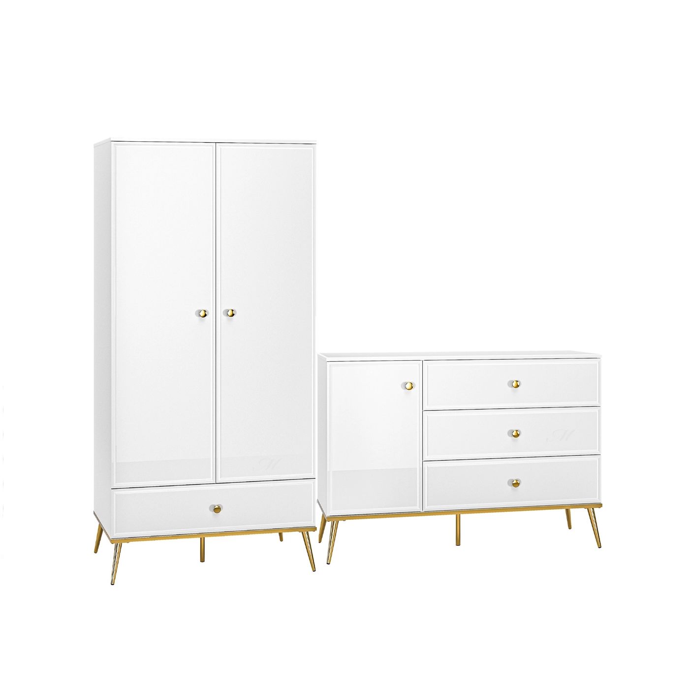 zestaw nowoczesny Goldin E komoda szafa z nogami do pokoju sypialni