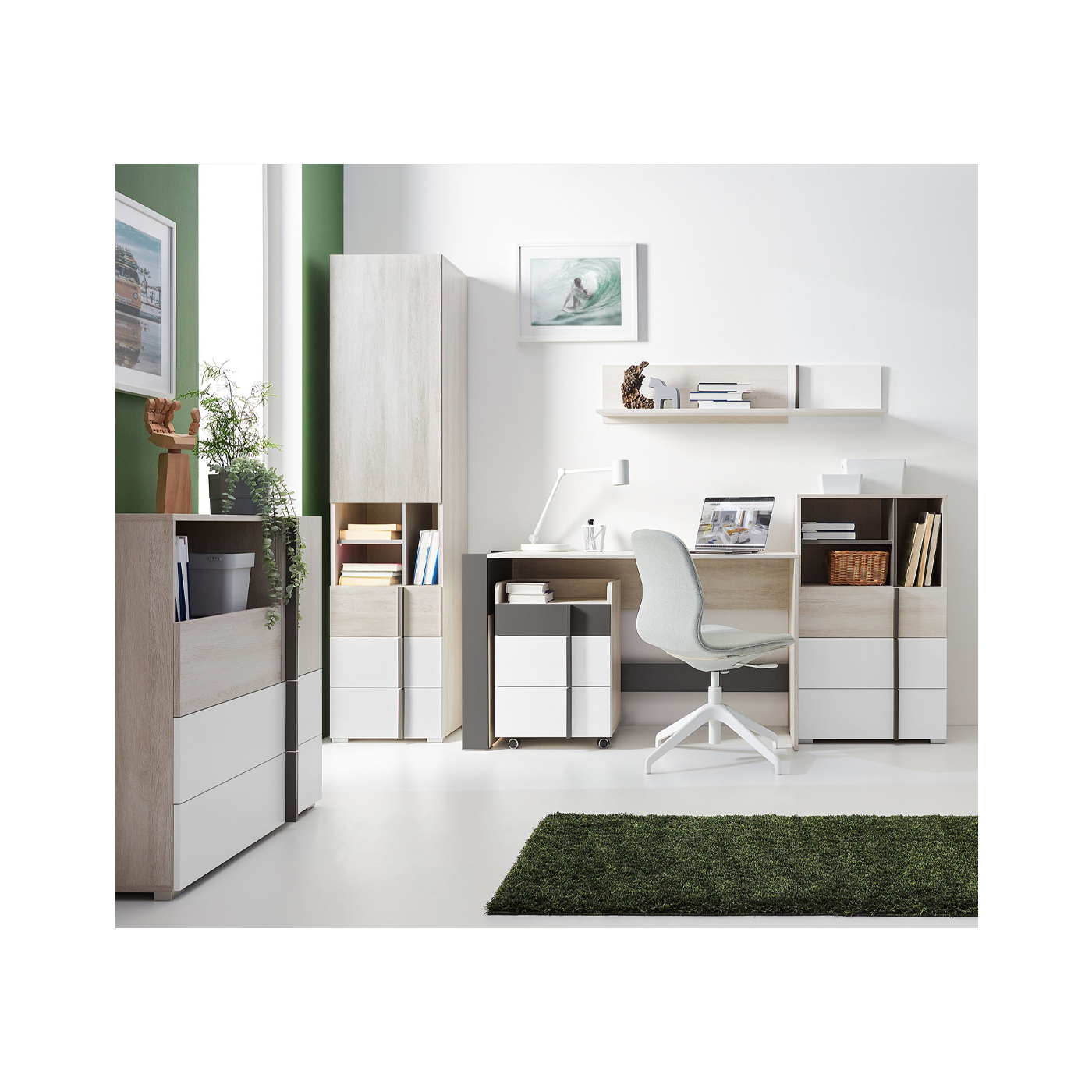 zestaw kompler Remo 2 biurko komoda regał do pokoju młodzieżowego