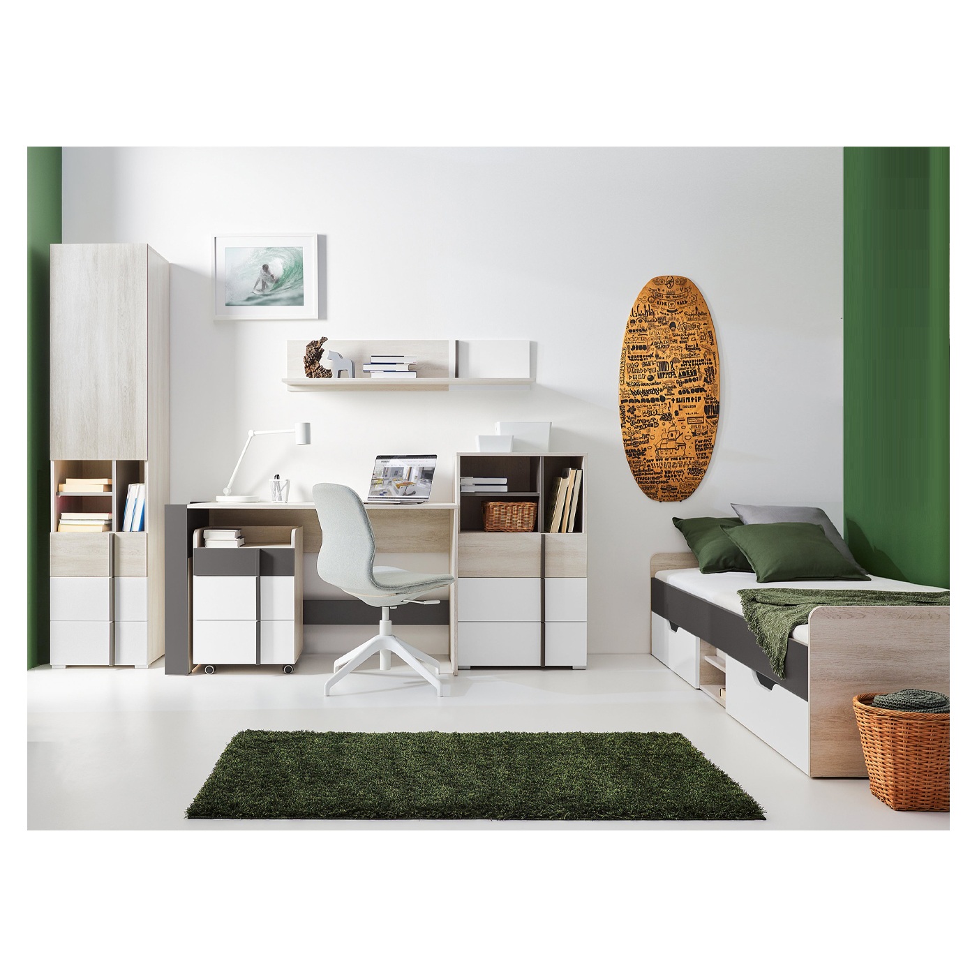 zestaw meblościanka Remo 3 z biurkiem i łóżkiem dla młodzieżowy
