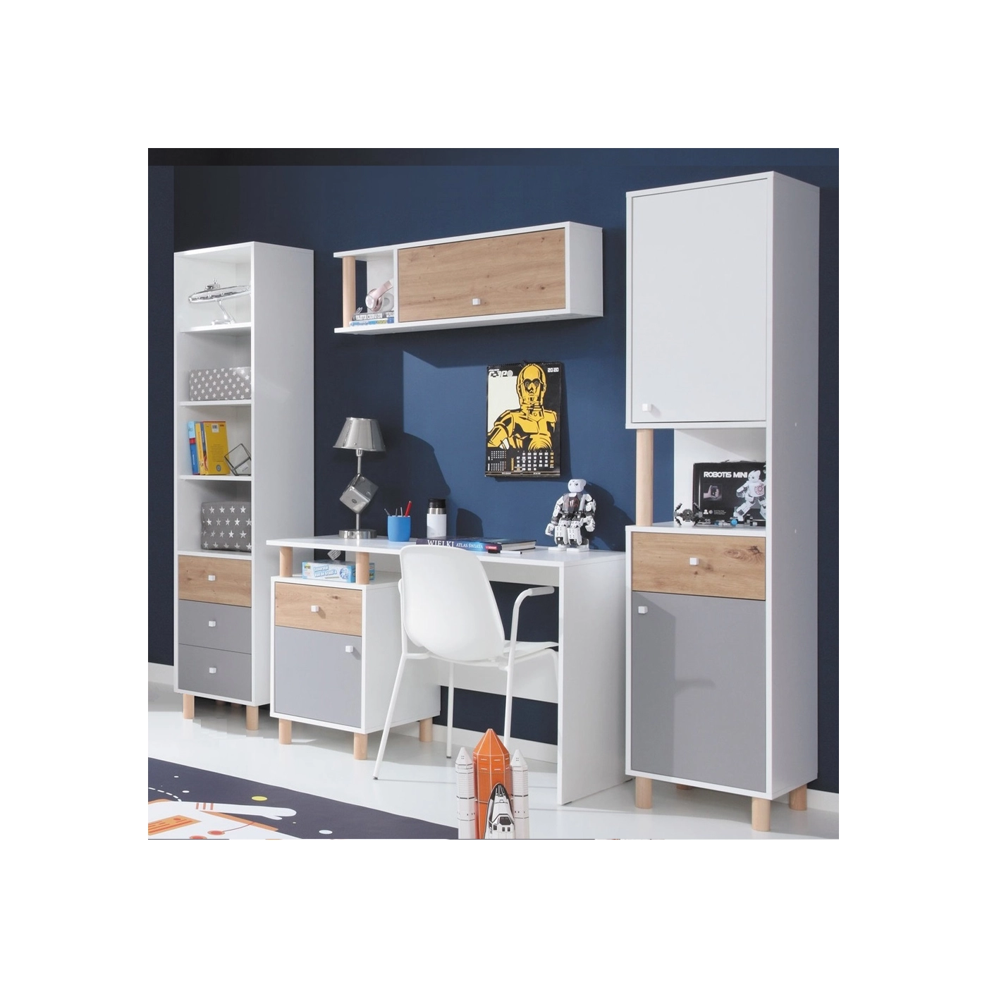 zestaw młodzieżowy dziecięcy ucznia Faro H biurko regał komplet do nauki