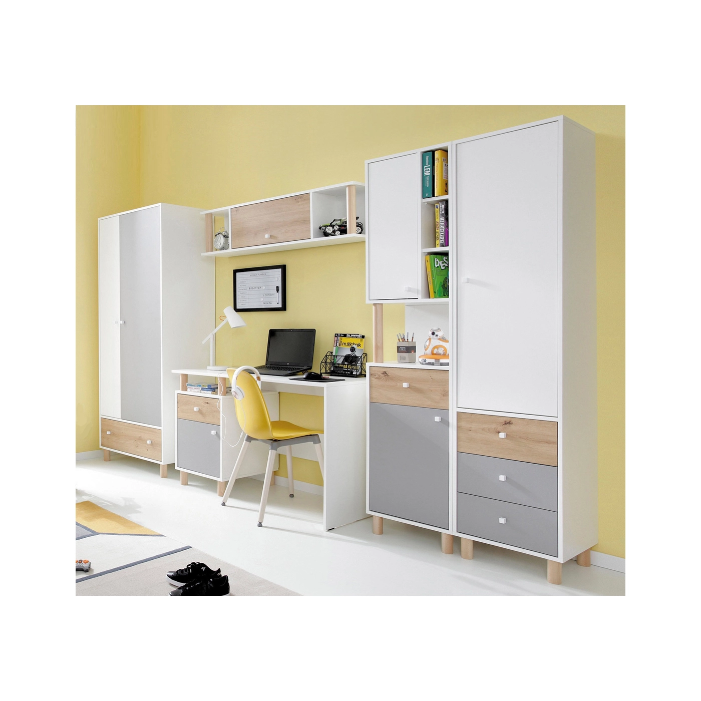 zestaw meblościanka młodzieżowa dzieci Faro K z biurkiem szafą regałem