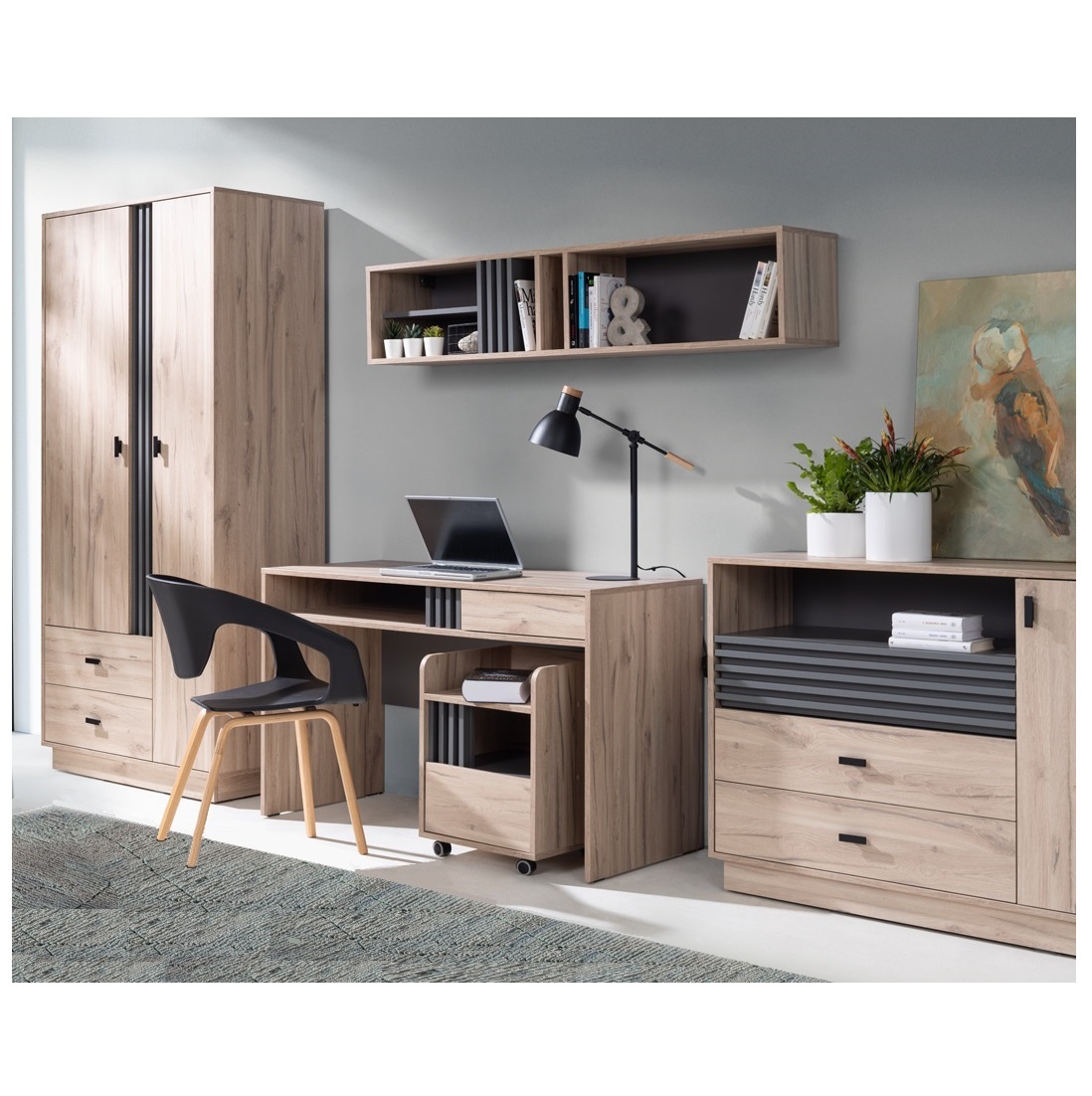 zestaw młodzieżowy dzieci Allmo 3 meblościanka z biurkiem dla ucznia