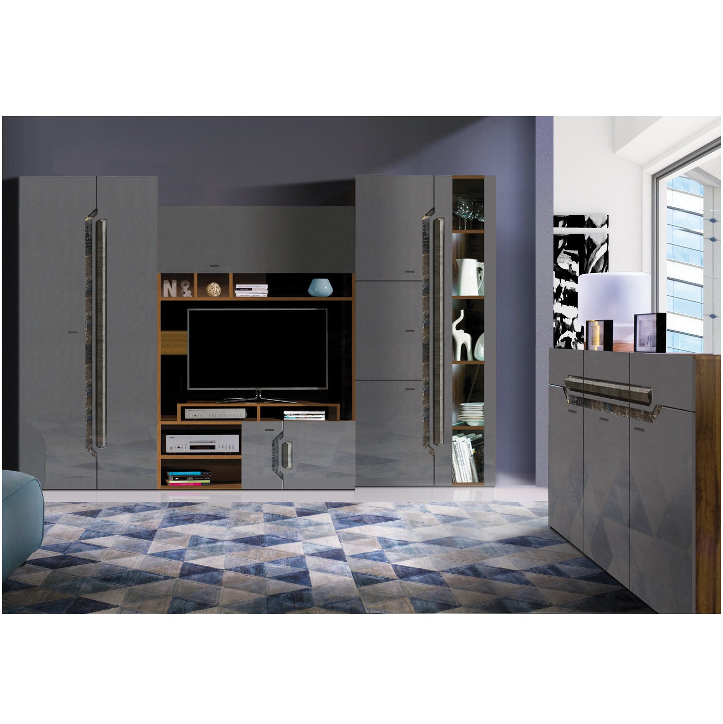 Meblościanka Davos zestaw podstawowy z komodą D12