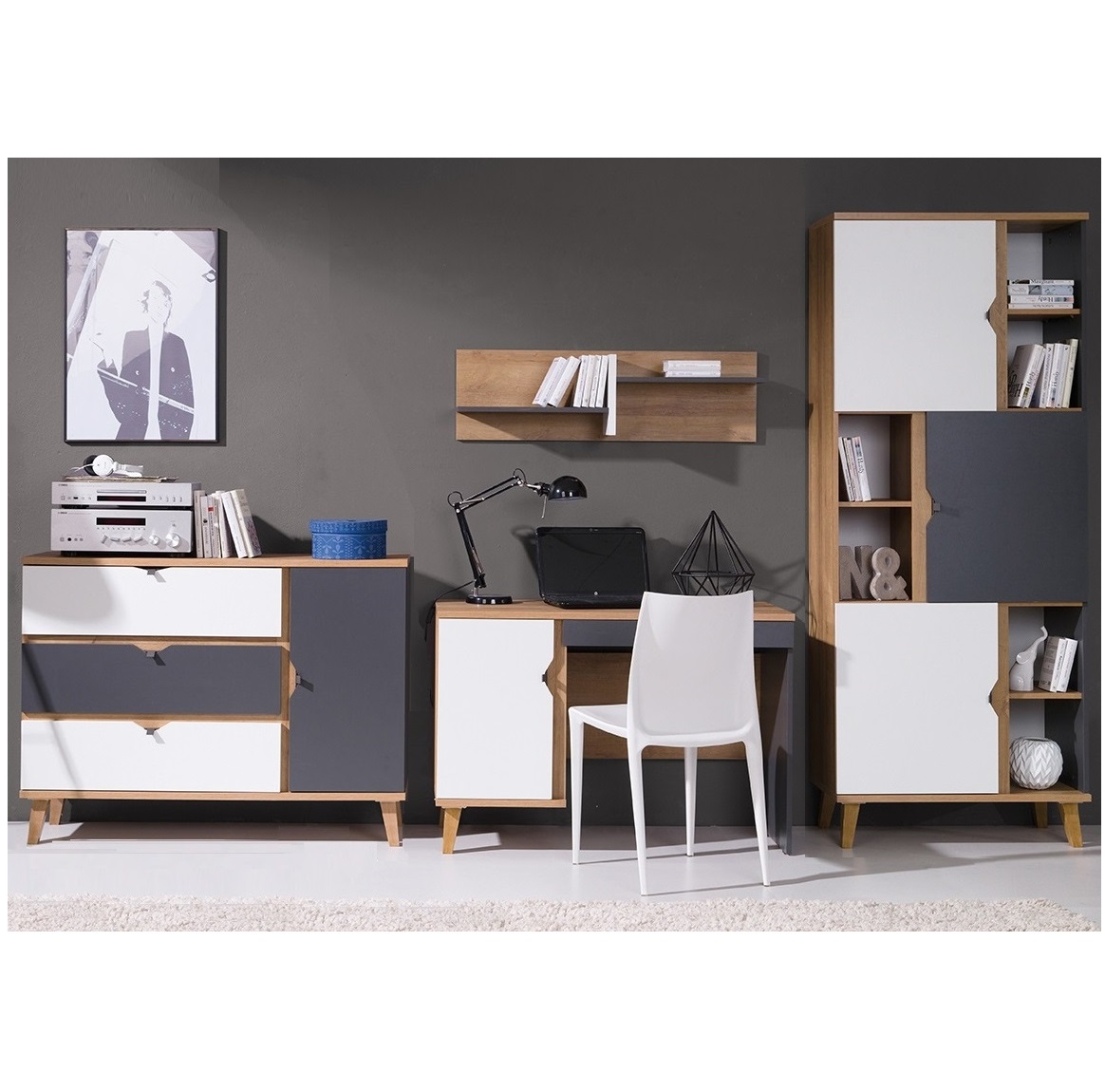 zestaw meblościanka młodzieżowa Memone 8 z biurkiem dla ucznia