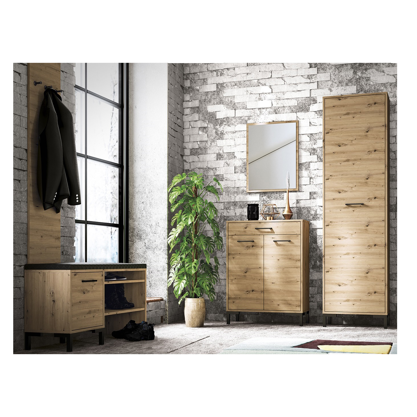 zestaw nowoczesny na nóżkach Nevio 1 garderoba loft do korytarza