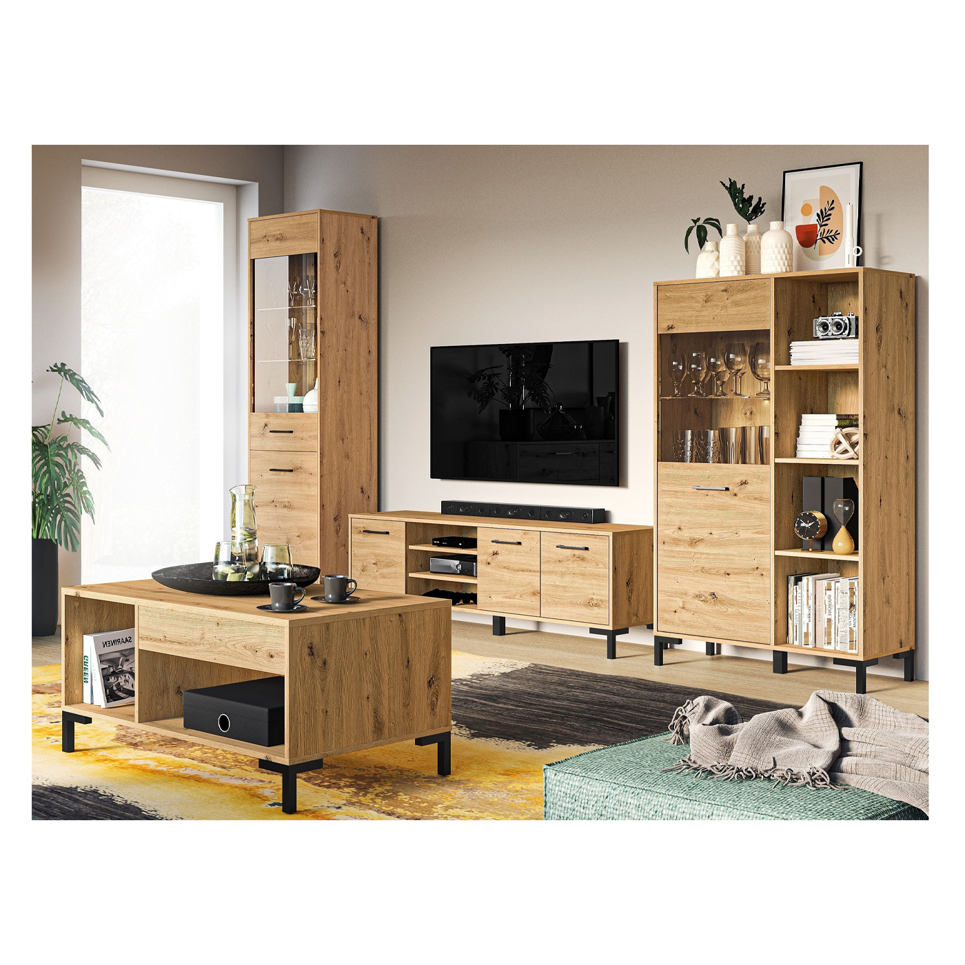 zestaw Nevio 12 meblościanka rtv nowoczesna loft do pokoju salonu