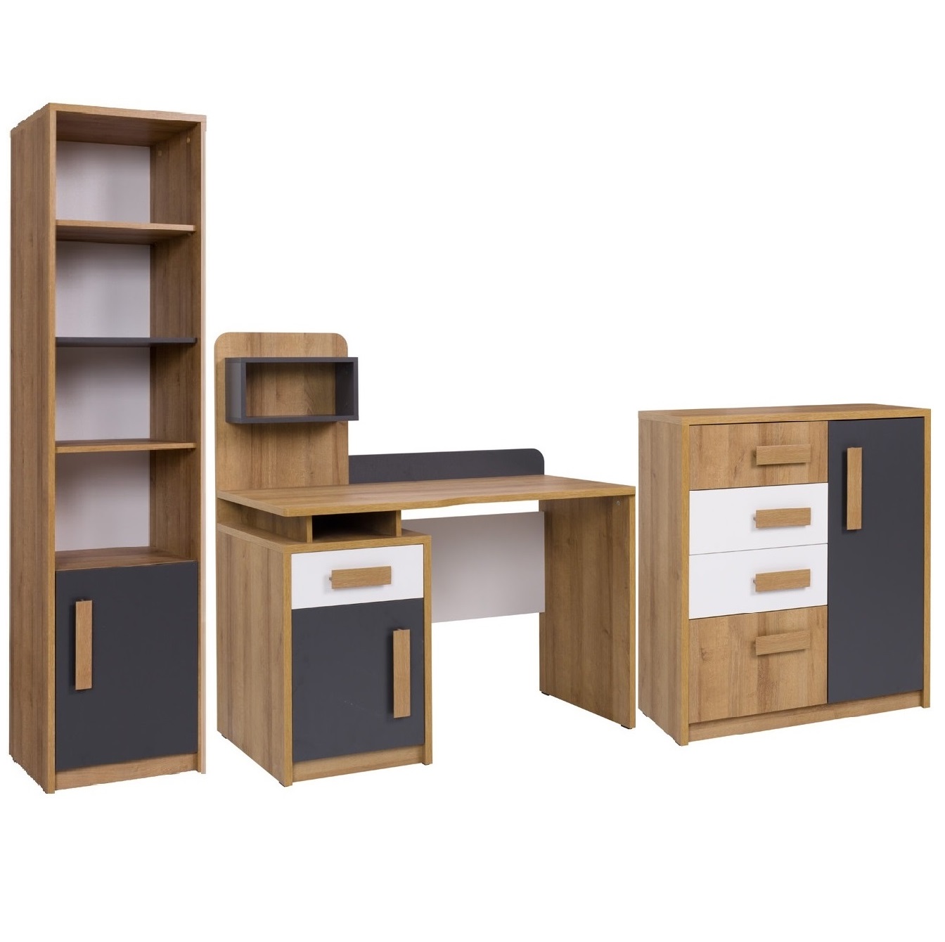 zestaw mebli młodzieżowych dziecięcych Quatro 12 biurko regał komoda