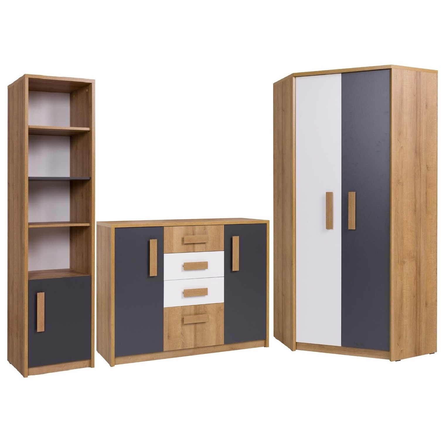 zestaw komplet Quatro F szafa rogowa narożna regał do pokoju sypialni