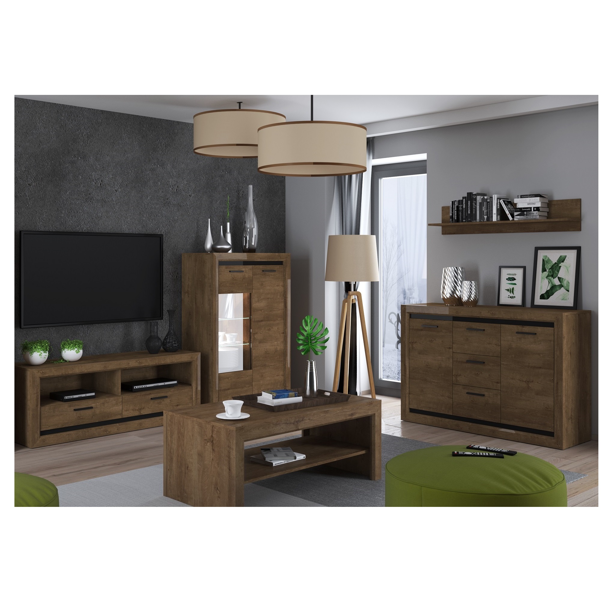 zestaw mebli pokojowych Baltica 2 ława komoda rtv witryna do salonu