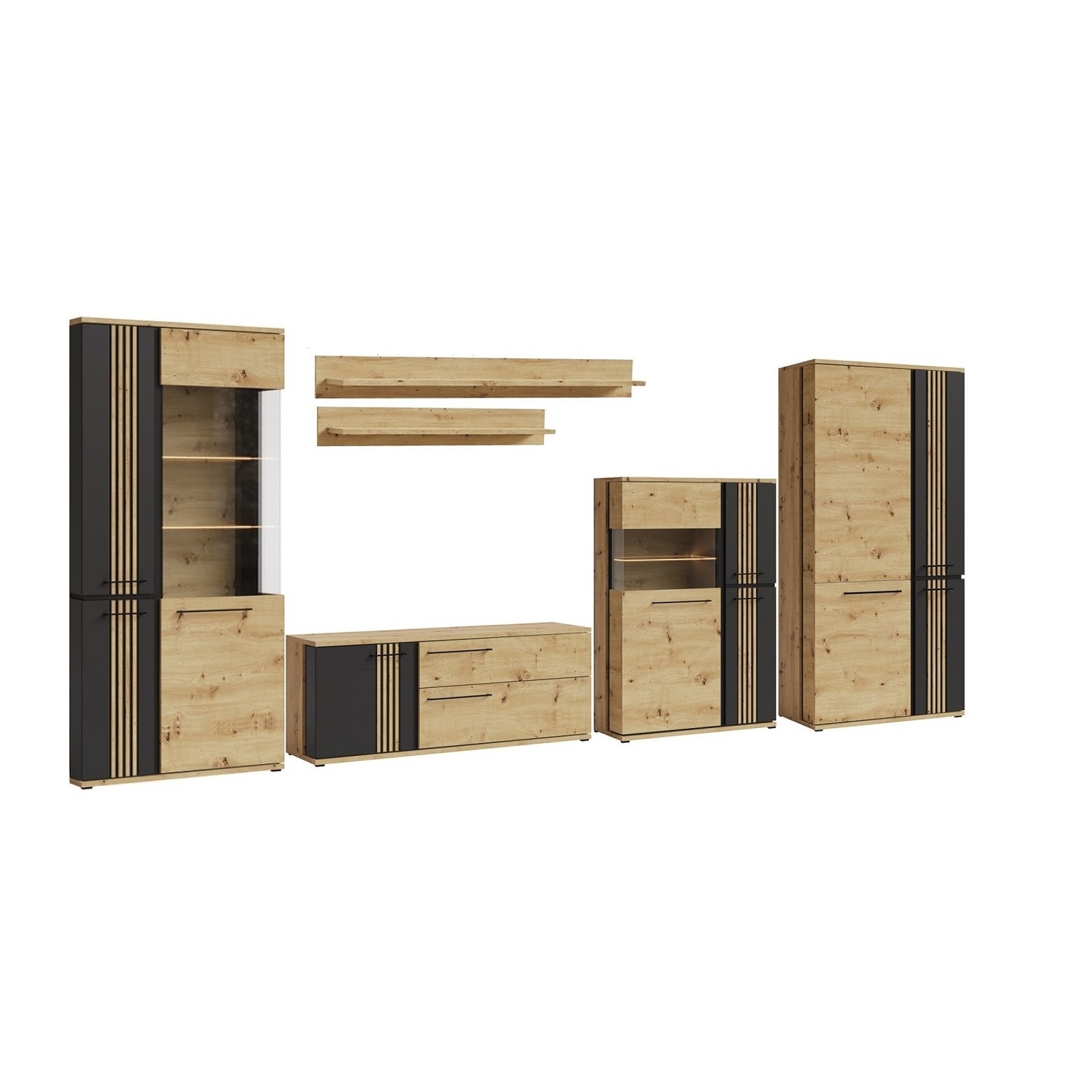 zestaw mebli z lamelami Molto B 1 duża meblościanka szafa witryna komoda rtvartisan meblościanka komplet do pokoju salonu