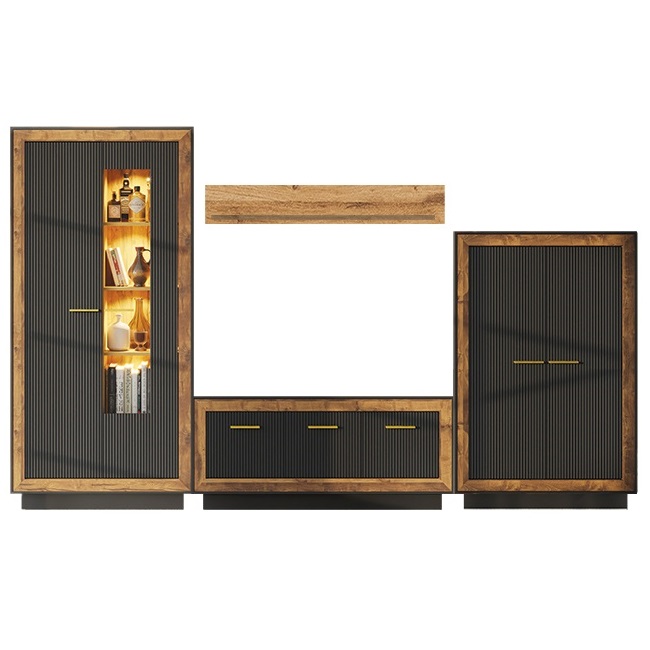 zestaw mebli Fox A dąb artisan / hunton / czarny segment komplet meblościanka rtv do salonu pokoju