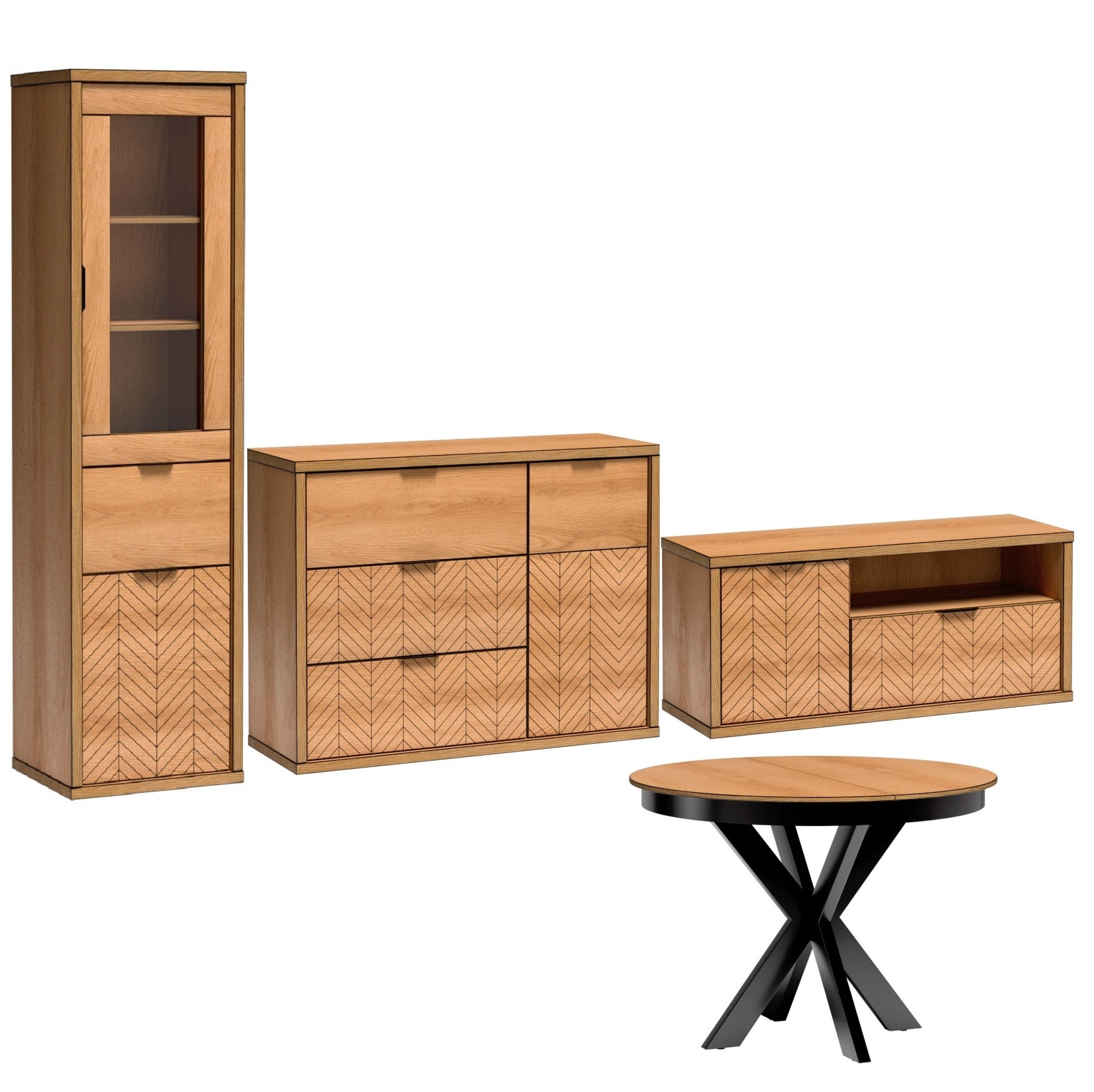 zestaw meblościanka Fonti C stół komoda witryna szafka rtv