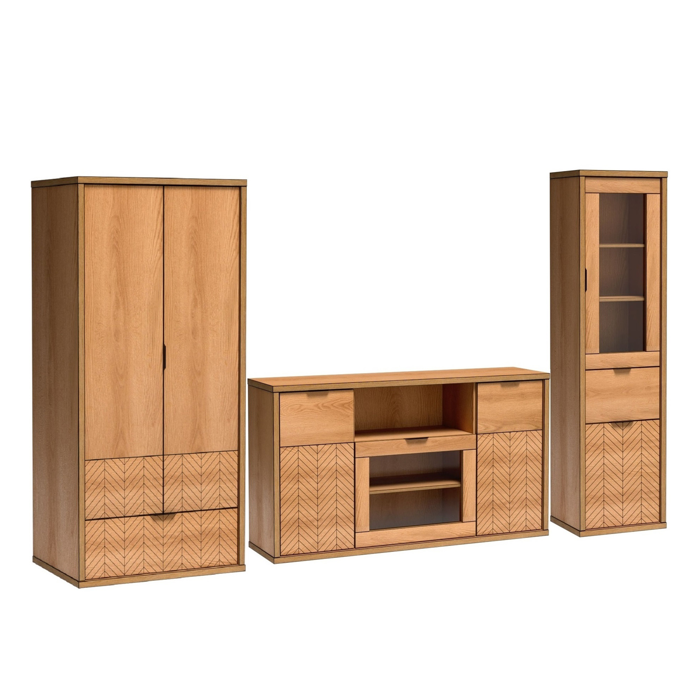 zestaw meblościanka nowoczesna Fonti E szafa komoda witryna