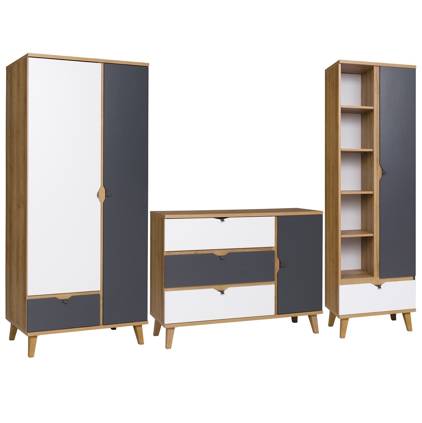 zestaw meblościanka na nóżkach Memone F komoda szafa regał