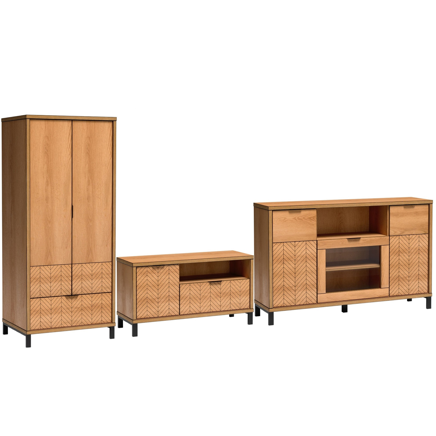 zestaw mebli na nóżkach Fonti HN meblościanka loft do pokoju salonu