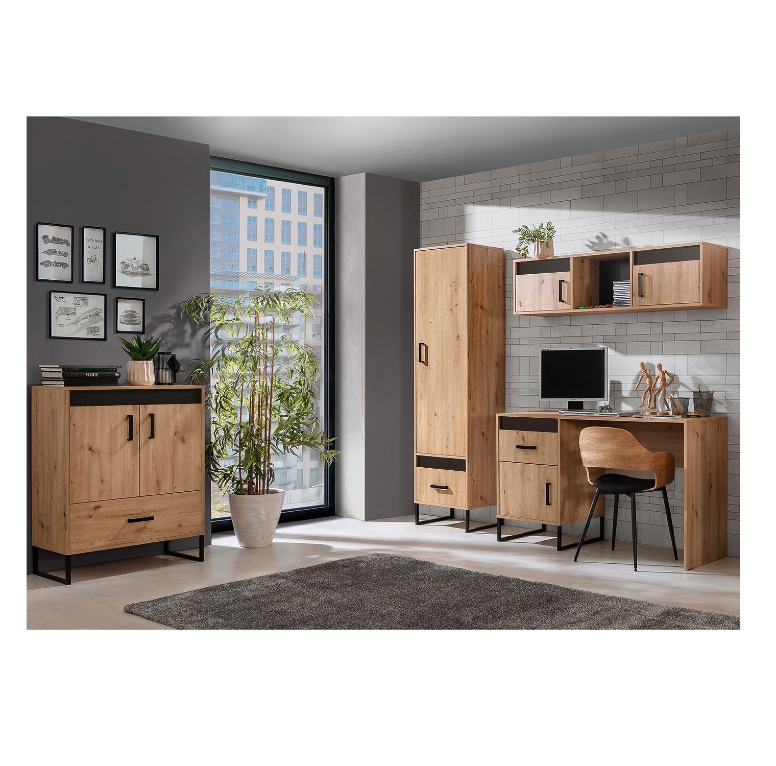 zestaw dla młodzieży dzieci ucznia Lamelix H loft biurko komoda regał